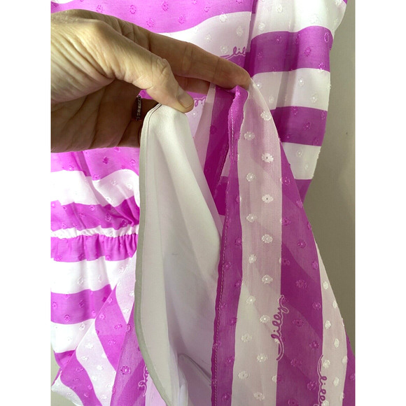 Lilly Pulitzer Danna Dress Purple White Striped Ruffle Straps Swiss Dot - Picture 5 of 8